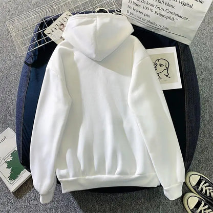 Winter Sweatshirt Hoodie Oversize Fleece Hooded Cardigan Black White Women Clothes Solid Zip Up Hoodies Tops Long Sleeves