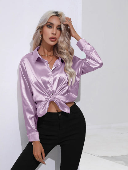 Satin Silk Long Sleeve Blouse