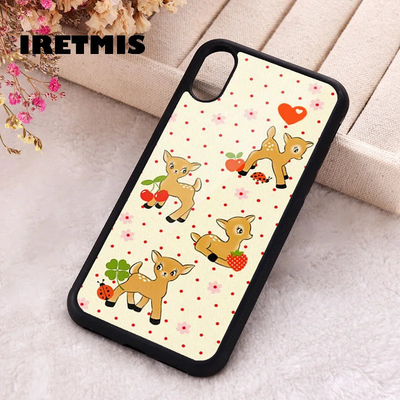 Iretmis Phone Cover Case For iPhone X XS Max XR 11 12 13 PRO MINI 14 15 16 Plus Silicone Rubber Oh Deer