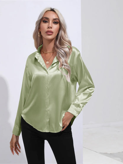 Satin Silk Long Sleeve Blouse