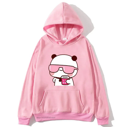 Couple Hoodies Bubu Is Watching Movie With Dudu  Autumn Winter Sweatshirt Cartoon Kawaii Pullover Harajuku Men Women Sudaderas