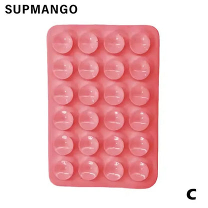 Suction Cup Wall Stand Mat Multifunctional Silicone Leather Square Phone Single-Sided Case Anti-Slip Holder Mount Suction