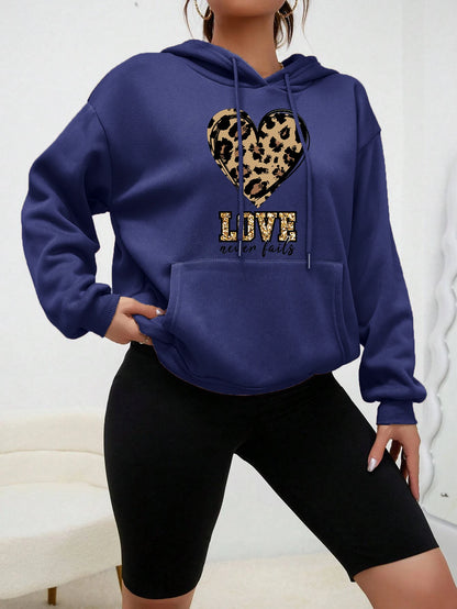 Creative Love Heart Never Fails Printed Hoody Woman Casual Fashion Hoodies All-Match Fleece Clothes Street Style Pullover