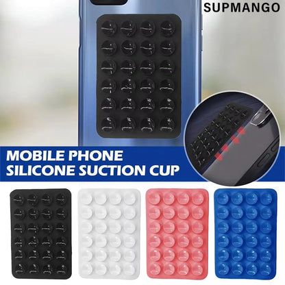 Suction Cup Wall Stand Mat Multifunctional Silicone Leather Square Phone Single-Sided Case Anti-Slip Holder Mount Suction