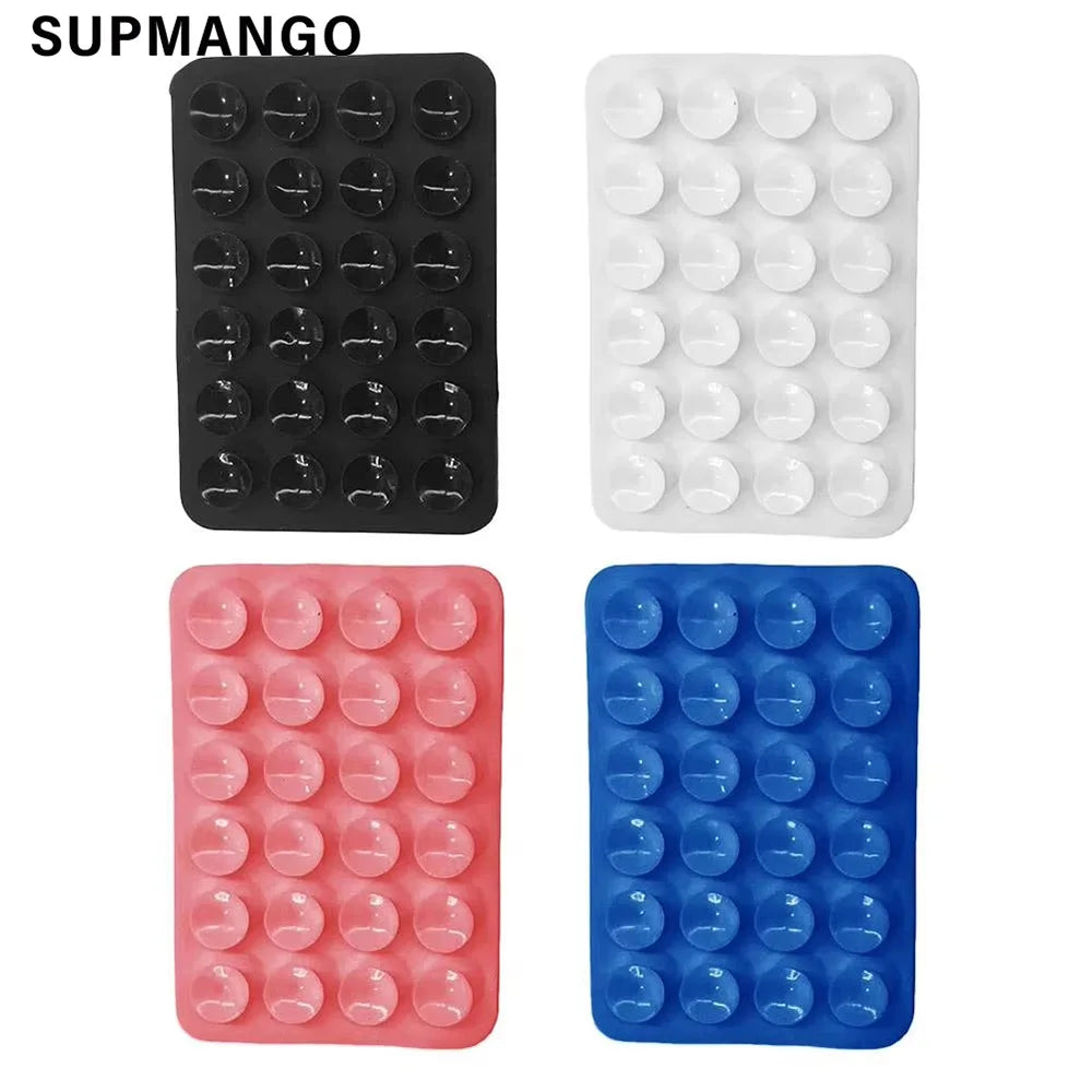 Suction Cup Wall Stand Mat Multifunctional Silicone Leather Square Phone Single-Sided Case Anti-Slip Holder Mount Suction