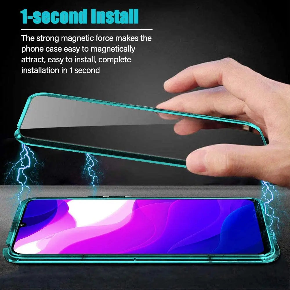 360 Double Sided Magnetic Glass Case For Xiaomi Mi 10 14 15 Pro 13 Lite Cover Mi 11 12 12S 12X 13 Lite Pro Camera Lens Protector