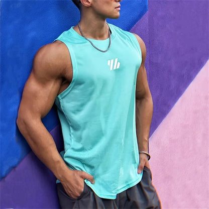 2024 newest Summer Gym Vest High Quality mesh Shirt Sleeveless T-shirts Men Tank Tops running Fitness Sports Vest men Clothing