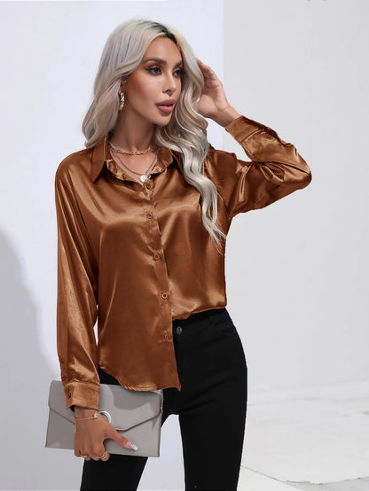 Satin Silk Long Sleeve Blouse