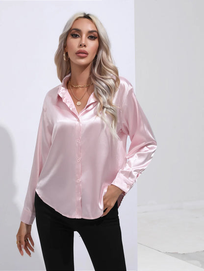 Satin Silk Long Sleeve Blouse