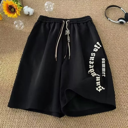 M-5XL Men Shorts Casual Short Pants Oversize Beach Shorts Retro Letters Print Sports shorts Five Points Shorts Men's Clothing