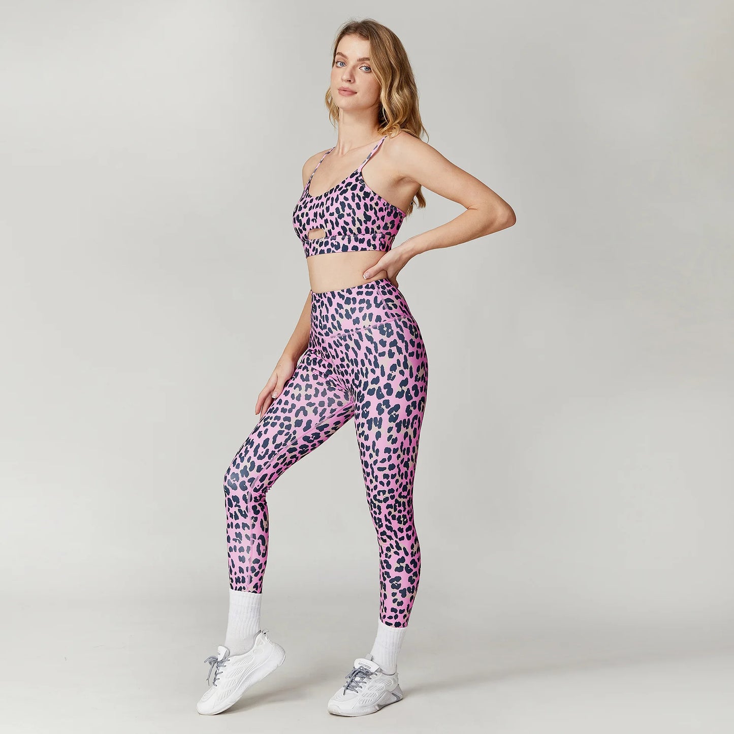 Leopard Print Yoga Set Women Clothing Tracksuits Quick Dry Women's Fitness Pants Sets Woman Outfits Women’s Gym Pants Suit