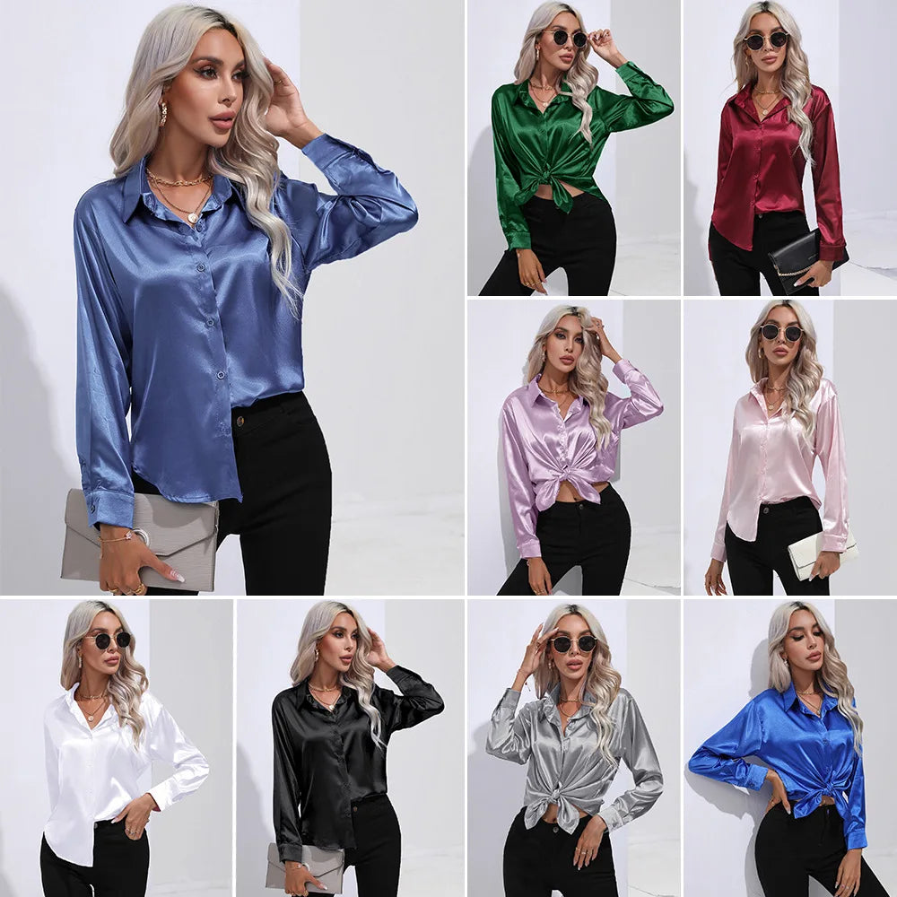 Satin Silk Long Sleeve Blouse