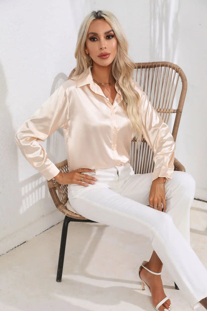 Satin Silk Long Sleeve Blouse