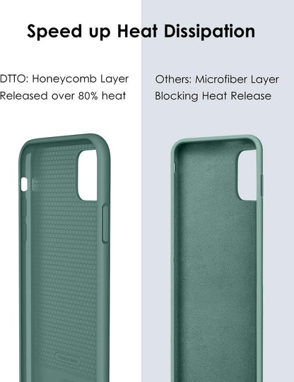 Compatible with Iphone 11 Pro Max Case, [Romance Series] Silicone Cover [Enhanced Camera and Screen Protection] with Honeycomb Grid Cushion for Iphone 11 Pro Max 2019 6.5", Midnight Green