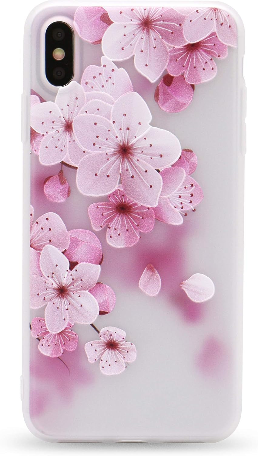 Iphone XR Case 3D Relief Flower Silicon Phone Case for XR Rose Floral Cases Soft TPU XR Cover (5619, XR)