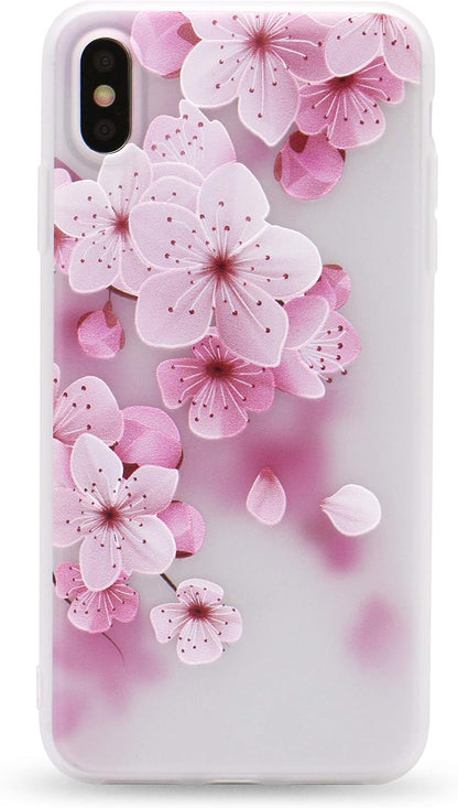 Iphone XR Case 3D Relief Flower Silicon Phone Case for XR Rose Floral Cases Soft TPU XR Cover (5619, XR)