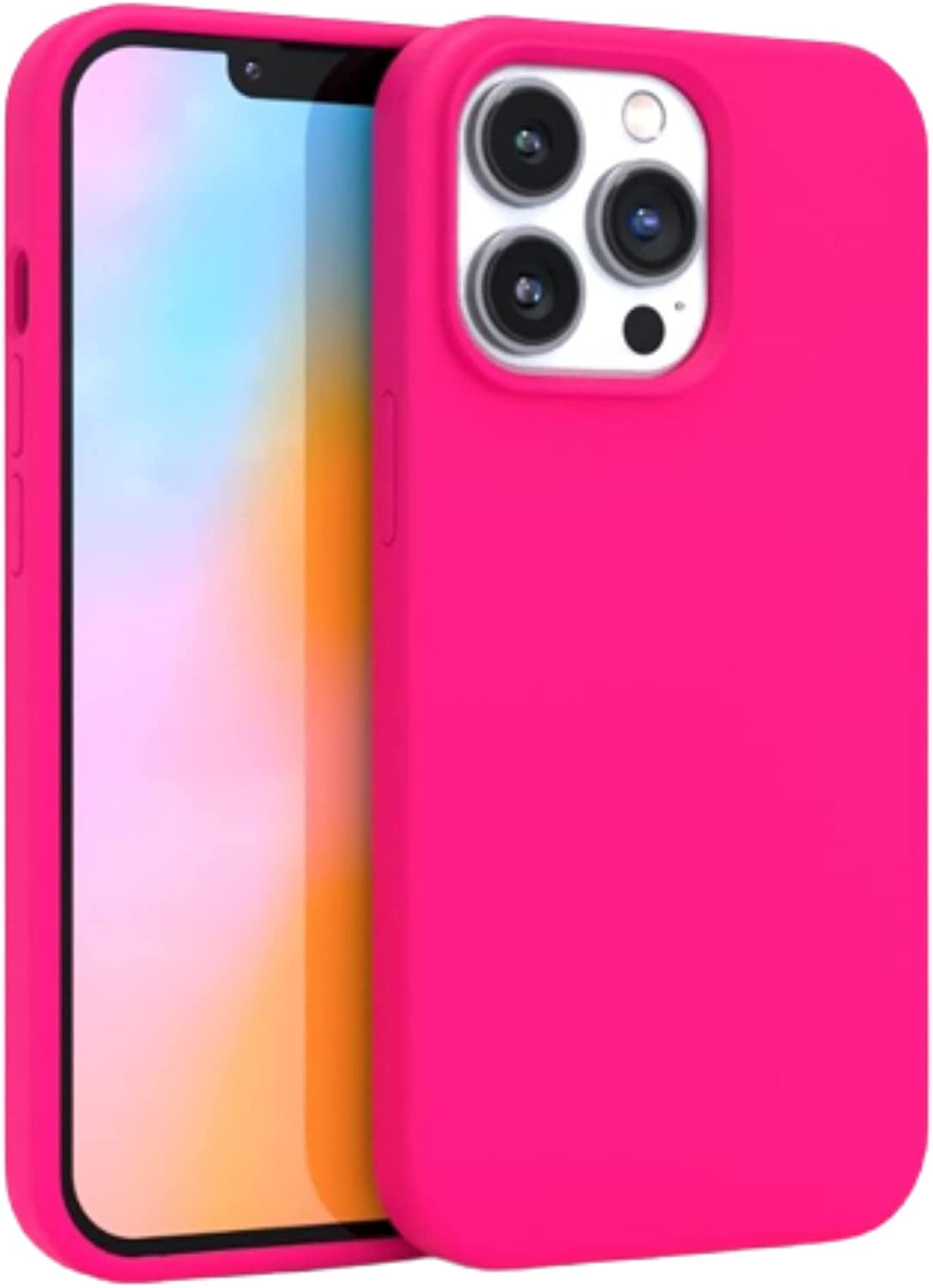 – Iphone 13 Pro Case – Neon Pink Silicone Phone Cover, Liquid Silicone with Anti-Scratch Microfiber Lining, 360° Shockproof Protective Case for Apple Iphone 13 Pro