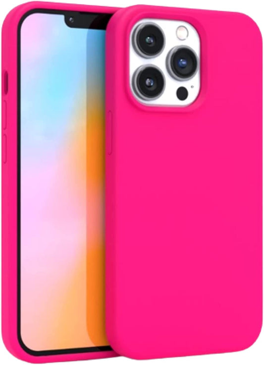 – Iphone 13 Pro Case – Neon Pink Silicone Phone Cover, Liquid Silicone with Anti-Scratch Microfiber Lining, 360° Shockproof Protective Case for Apple Iphone 13 Pro