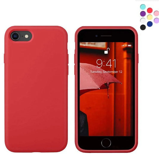 Full Body Protection Silicone Back Cover Cell Phone Case for Iphone SE 8 7, Red