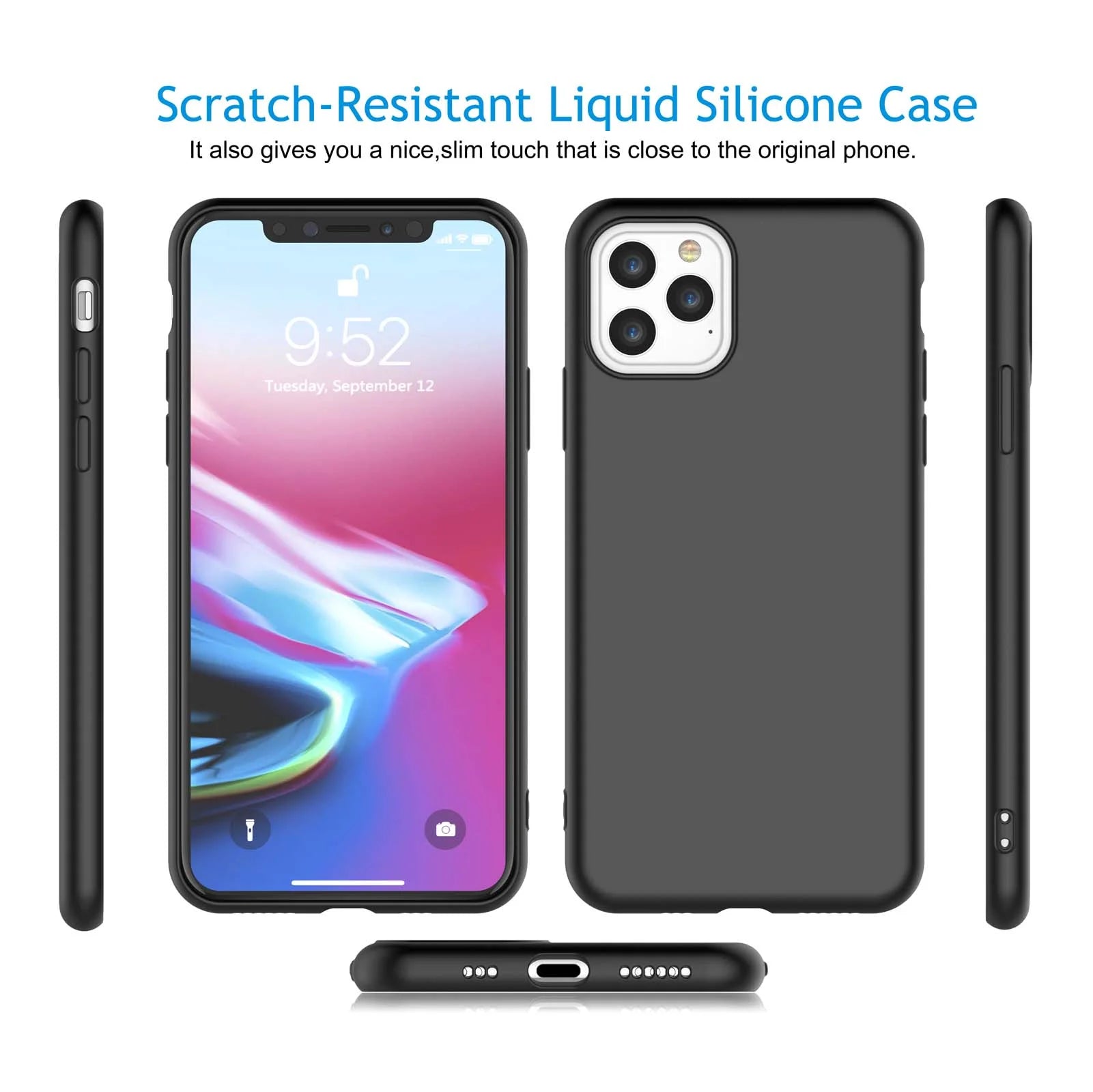 Cell Phone Cases for 6.1" Iphone 11,  Liquid Silicone Gel Rubber Shockproof Case Ultra Thin Fit Iphone 11 Case Slim Matte Surface Cover for Apple Iphone 11 2019 -Black